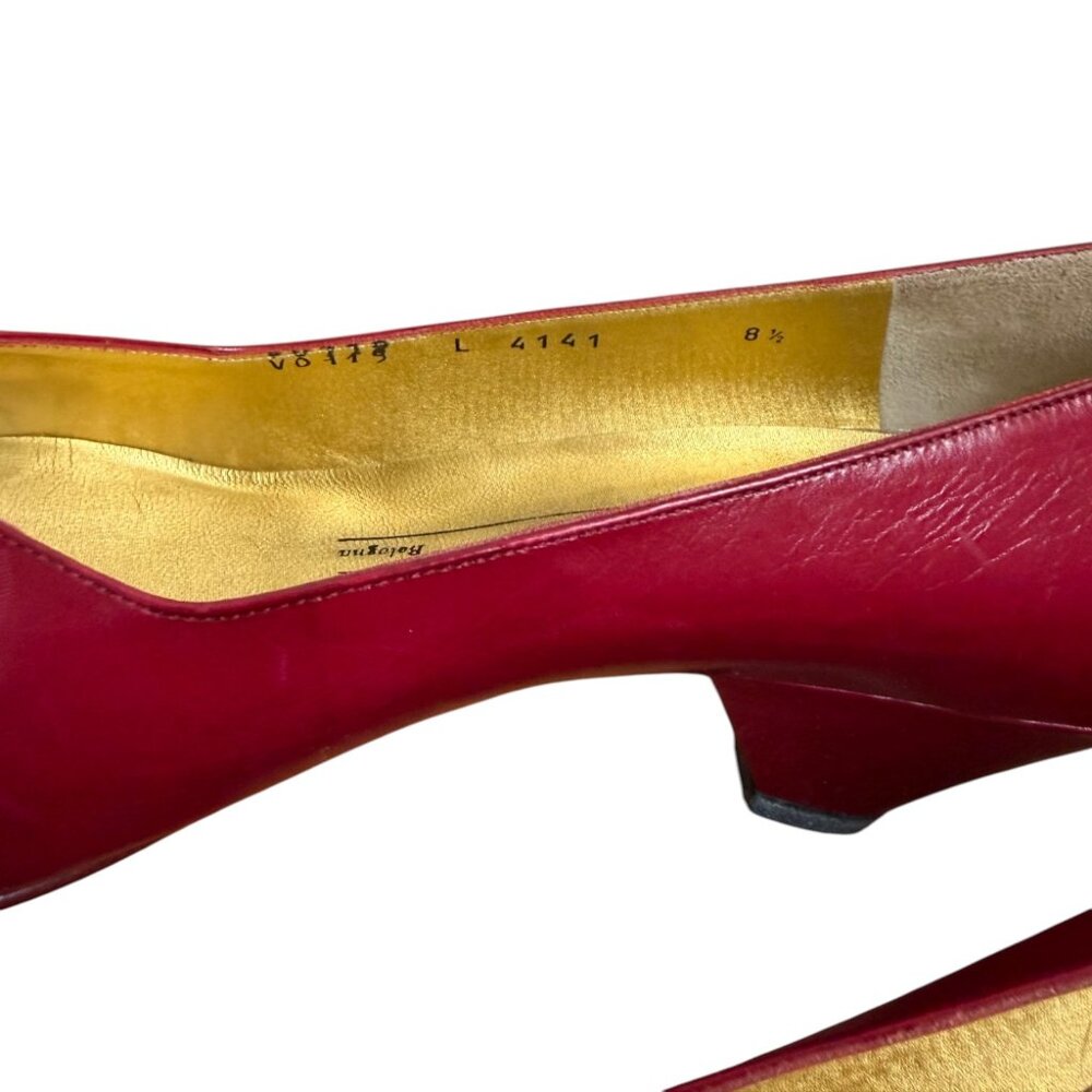 Vintage Bruno Magli Size 8.5 Italian Leather Heels Red Bottom Kitten Heel 80's - Picture 5 of 8